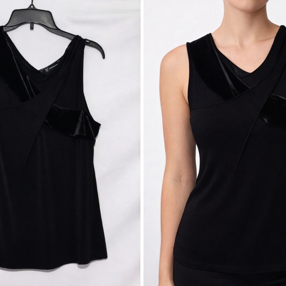 INC International Concepts Tops - INC International Concepts Black Asymmetrical Draped Tank Top XL